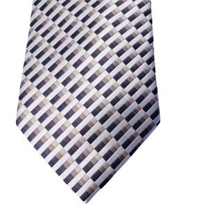 RENZO  Geometric Pattern Pure‎ Silk Hand Made Tie